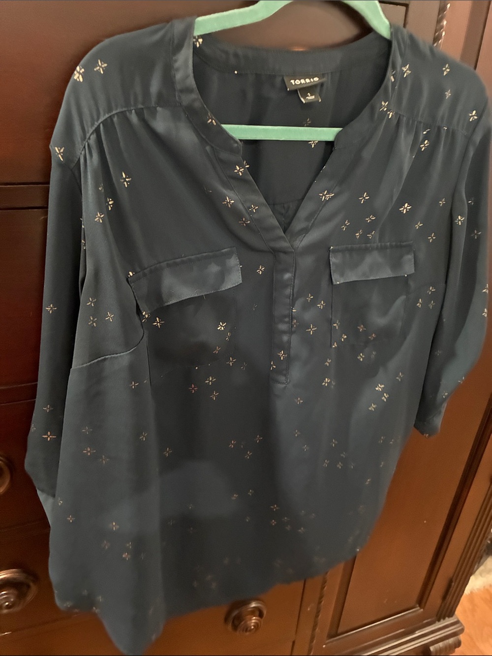 torrid Navy Blouse with Metallic Star Accents